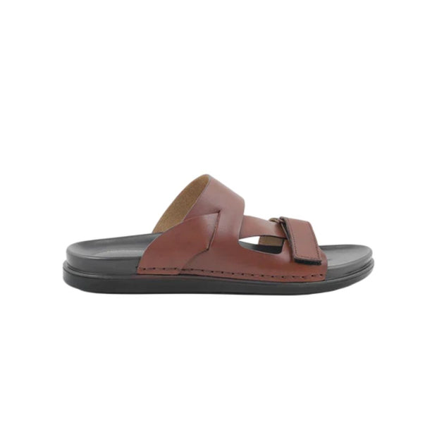 Coriol Mens Brown Leather Slip On Sandals Elegant and Comfortable