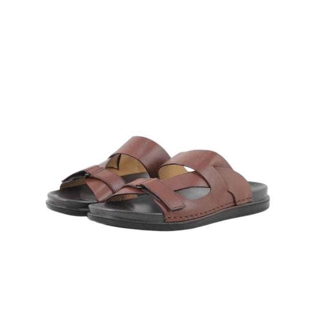 Coriol Mens Brown Leather Slip On Sandals Elegant and Comfortable