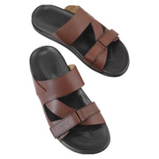 Coriol Mens Brown Leather Slip On Sandals Elegant and Comfortable