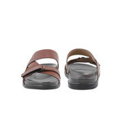 Coriol Mens Brown Leather Slip On Sandals Elegant and Comfortable